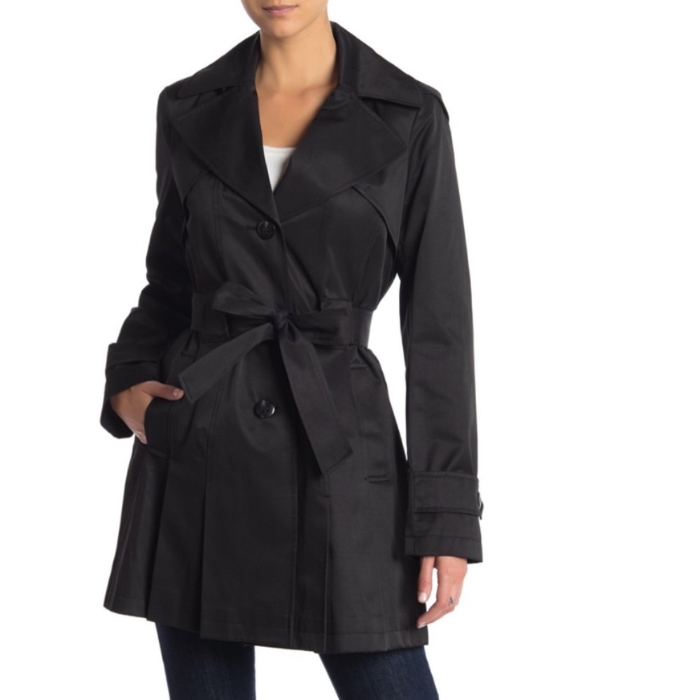 Via Spiga Black Trench Jacket w/ Hood - Small
